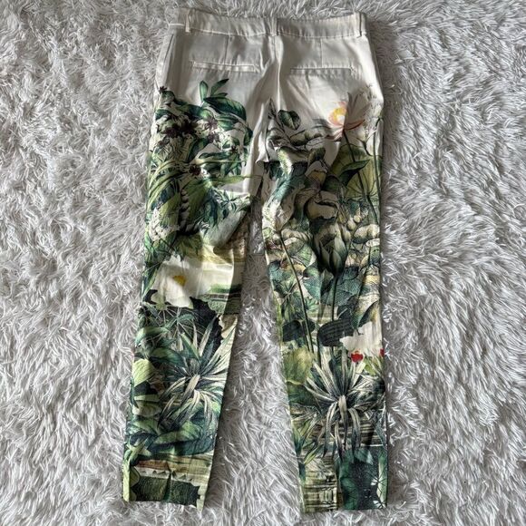 H&M Conscious Collection White Satin Pants with Tropical Print Size 6 - Picture 7 of 7